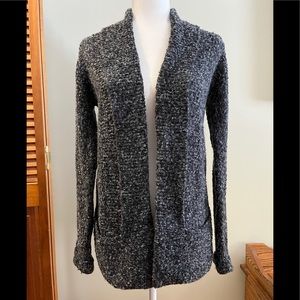 Marv Italian Made Open Front Long Boucle Sweater, Marled Blue/Gray, Small